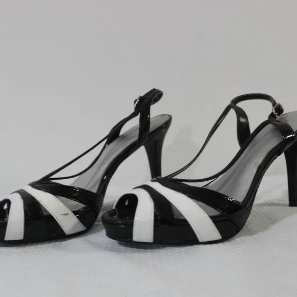 🖤 Fioni Black White Patent Stiletto Heels Size 7 - Picture 4 of 11